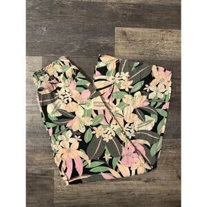 Roxy Women's Multicolor Floral Elastic Waist Wide Leg Trouser Pants Size XL NWT